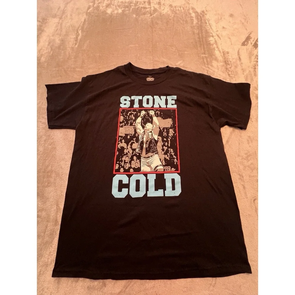 WWE Mens Shirt L Black Stone Cold Steve Austin Graphic Wrestling Tee